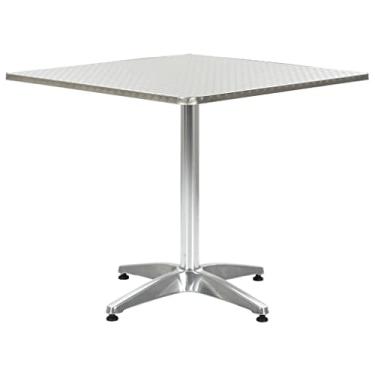 Imagem de Mesa de jantar elegante, mesa de metal para pátio, mesa de centro lateral retangular para cozinha, jardim, quintal ou pátio, mesa de pátio prata 60 x 59 x 70 cm alumínio (prata 80 cm x 80 cm