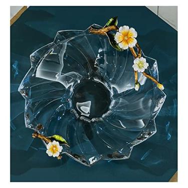 Imagem de Prato de tigelas de frutas para casa pratos de frutas transparentes bandeja de vidro moderna sala de estar caixa de lanche prato de frutas secas prato decorativo de cesta de frutas