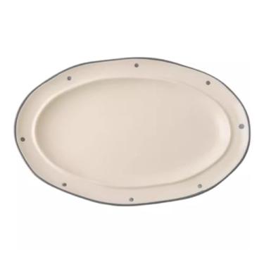 Imagem de Pratos de servir de cerâmica, travessas ovais grandes, prato de lanche de salada de frutas estilo vintage, pratos de jantar de porcelana estilo japonês, para aperitivos de sobremesa, carne