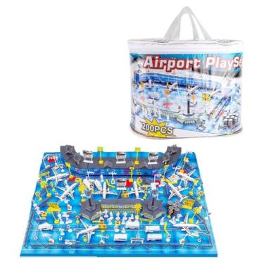 Imagem de YIJU Conjunto de brinquedo de avião de luxo para brincar de avião, com modelo de aeroporto, 200 Unidades