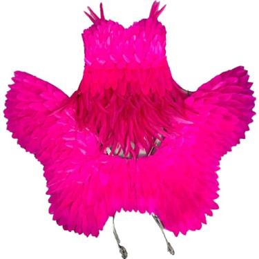 Imagem de Earthradius Women Sexy Strapless Feather costume Hot dance party underwear night show performance model catwalk suit (Pink, S)
