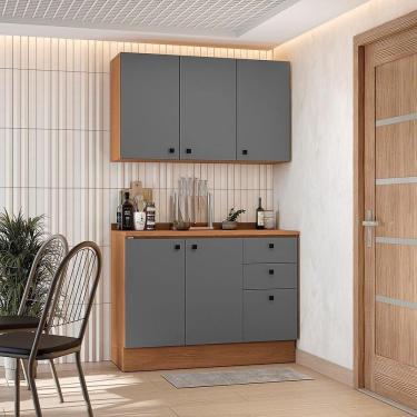 Imagem de Armário De Cozinha Compacta 120cm Canela/cinza Sagrado Pixel Kappesberg