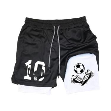 Imagem de Shorts Esportivos Masculinos Dois Em Um Para Academia, Treino, Corrida