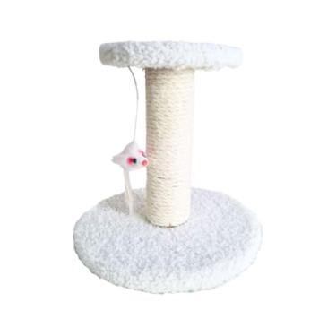 Imagem de Arranhador Gato Poste Sisal Com Brinquedo Duplo Mini De Mesa