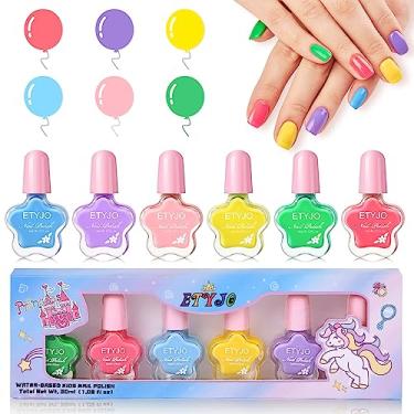 Imagem de ETYJO Esmalte infantil – não tóxico, à base de água, baixo odor, destacável, conjunto de secagem rápida para meninas a partir de 3 anos (6 cores)