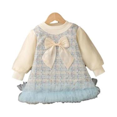 Imagem de Vestido De Princesa Rosa De Manga Longa Para Bebê Menina Com Laço E Tu