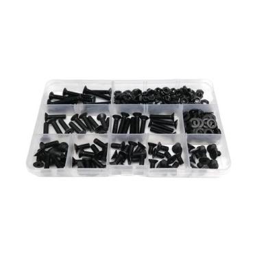 Imagem de Kit Sortido De Parafusos Allen Sextavados Pretos Grau 10.9 Com Porcas 