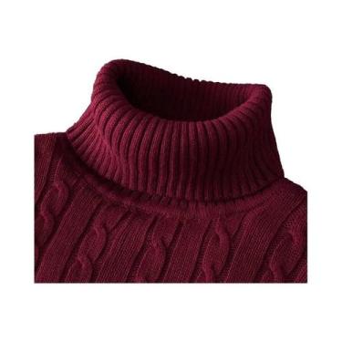 Imagem de Suéter Masculino De Gola Alta De Manga Longa Slim Fit Tricotado Casual