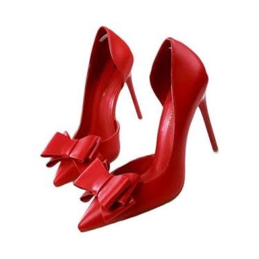 Imagem de Sapatos De Salto Alto Femininos Com Laço Fofo 75cm 10cm, Sapatos Corea