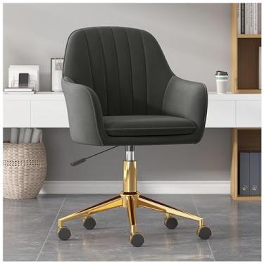 Imagem de Cadeira de escritório em casa, giratória de 360° com rodas, poltrona de computador ajustável em altura, encosto confortável para sala de estar, quarto, penteadeira, estudo