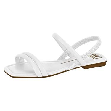 Imagem de Sandália Moleca Tiras Feminino, Branco, 35