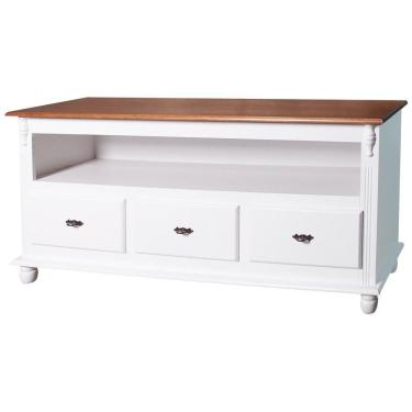 Imagem de Rack 3 Gavetas Nicho e Tampo de Madeira 501 Laca Branca