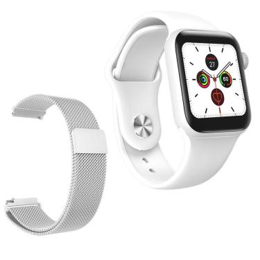 Imagem de Relógio Smartwatch W58 Dourado Android Ios + 1 Pulseira Extra De Aço Branco - Smart Bracelet