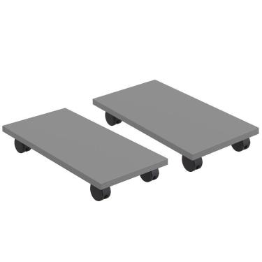 Imagem de Kit 02 Suportes Para Cpu Com Rodízios Cyber L03 Cinza