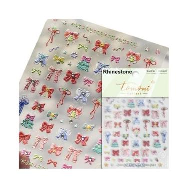 Imagem de Adesivos De Unha Kawaii Mini 5D Com Diamantes E Laços Japoneses Para A