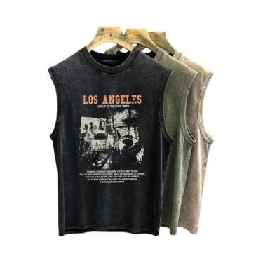 Imagem de Camiseta Sem Mangas Oversized Vintage Gótica Para Homens, Colete De Ve