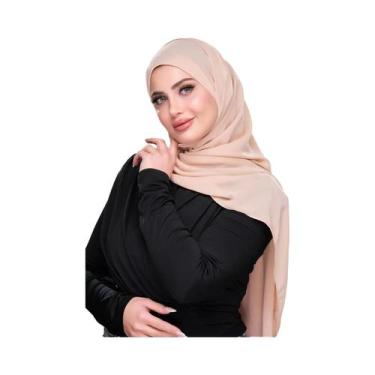 Imagem de Hijab Muçulmano De Cor Sólida Em Chiffon Bolha, Lenço Feminino Islâmic