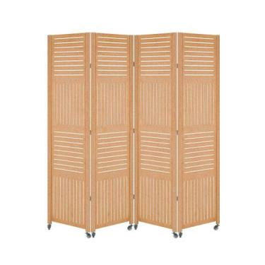 Imagem de 4 Biombo Sanfonado Com Rodinhas E Dobradiças Mdf Cru Folha Painel Divi