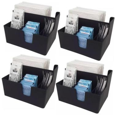 Imagem de Kit 4 Porta Sachês Guardanapos Açúcar Organizadores Bancada Preto - Co