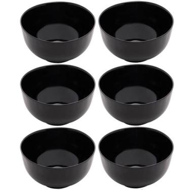Imagem de Kit 6 Bowls de Vidro 700ml Cumbucas Preto Tigela Sopa Saladas Caldos S