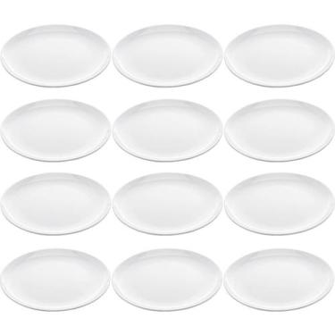 Imagem de Conjunto de 12 Pratos de Melamina Brancos 25,5cm para Servir Petiscos 