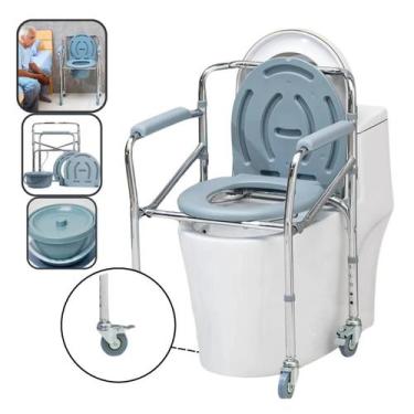 Imagem de Cadeira De Banho Idoso Dobrável Aço 100kg Supermedy B20