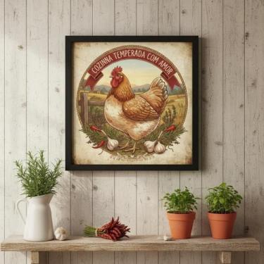 Imagem de Quadro Country Cozinha Tempero Amor 33X33 Mold Preta Vidro - Quadros O
