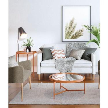 Imagem de Mesa De Centro Ambiente Aqua Pequena Com Espelho Cobre - Imcal