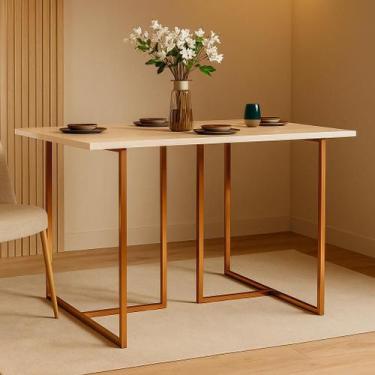 Imagem de mesa de jantar mali para cozinha estilo industrial pé de ferro tampo m