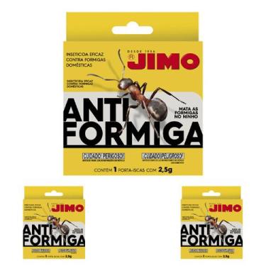 Imagem de Jimo Antiformiga Kit 3 Inseticida Eficaz Destrói Ninhos Isca Granulado