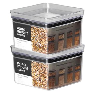Imagem de 2 Pote Hermético Multiuso Lumini Quadrado Paramount 830 ml - Paramount