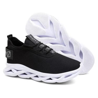 Imagem de Tênis Racer Performance Corrida Leve Macio - Lopez, Preto, Branco, 42