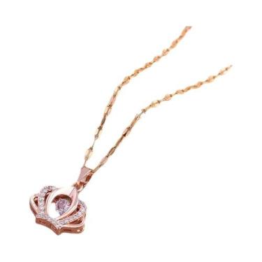 Imagem de Colar Feminino De Luxo Com Pingente De Coração Em Aço Inoxidável, Joia