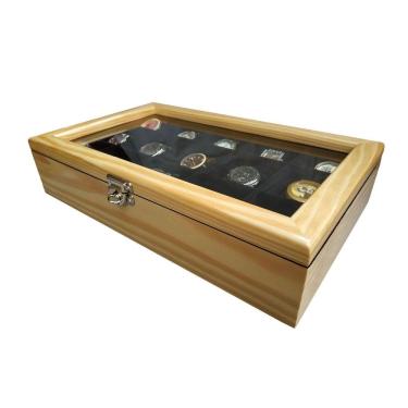 Imagem de Estojo/Caixa Para 15 Relógios - Marfim Flocado De Preto