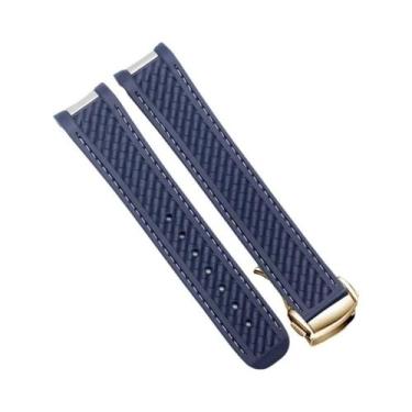 Imagem de Pulseira De Silicone Azul E Preta 20mm Para Relógios De Mergulho Omega