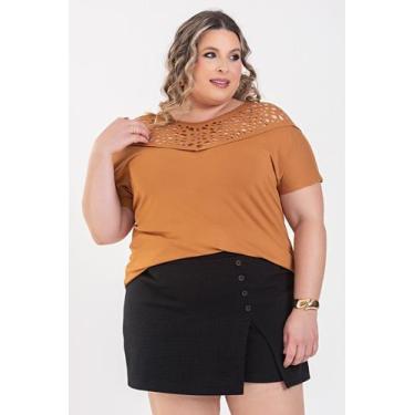 Imagem de Blusa Feminina Plus Size Malha Viscose Detalhe Corte a Laser - Serena,