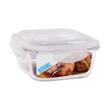 Imagem de Pote Hermético Quadrado Vidro Freezer Micro-ondas Marmita Com Tampa Tr