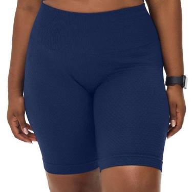 Imagem de Short Fitness sem Costura Plus Size com Jacquard Colmeia Marinho Zee R