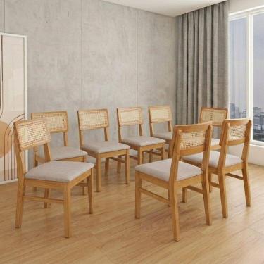 Imagem de Conjunto 8 Cadeiras Madeira Maciça Origem Amendoa