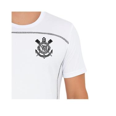 Imagem de Camiseta Corinthians Masculina Gola V Dry Branca Licenciado-Masculino