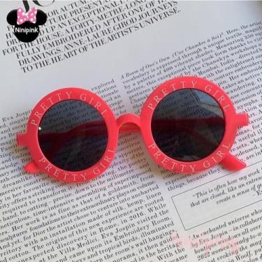Imagem de Óculos De Sol Infantil Carta Redondo Retrô Kids Cor:Rosa Escuro - Nini