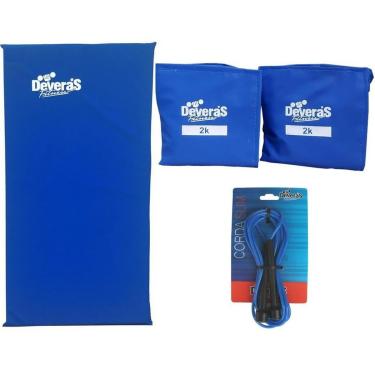 Imagem de Kit Acessorios para ginastica treino em casa corda de pular + peso perna 2kg + colchonete academia-Unissex