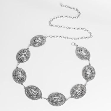 Imagem de Cinto Feminino Country Corrente De Metal Medalha Oval Cavalo - Swisz, 