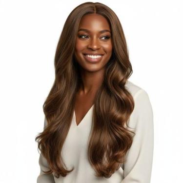 Imagem de Peruca Wig Paloma Sintética 60cm Chocolate/Mel Escuro - Black Beauty