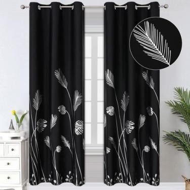 Imagem de Cortinas Blackout Estelar Textiler Silver/Black Palm Tree x2