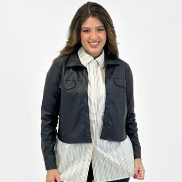 Imagem de Camisa Cativa Cropped Manga Longa em P.u Feminina-Feminino