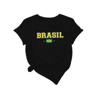 Imagem de Camiseta Feminina Casual Copa Brasil 2026 em Algodão Manga Curta Leve e Confortável do P ao G1-Feminino