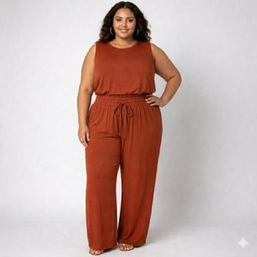 Imagem de Calça Feminina Plus Blessed Conforto E Estilo 6101 -, Terracota, G1 (4