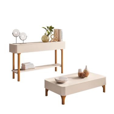 Imagem de Mesa de Centro Liz Sala e Aparador Fiero Pés Madeira Maciça