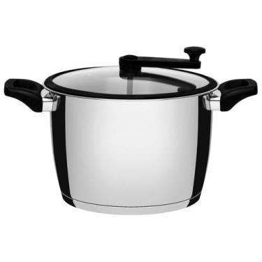 Imagem de Panela Pipoqueira Tramontina Inox com Tampa de Vidro 5,6L 22cm Allegra